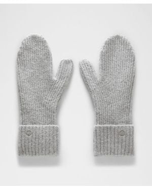 lululemon – Ribbed-Knit Wide-Cuff Mittens – – Size Medium/Large - Grey
