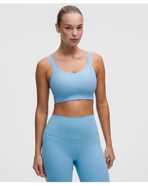 lululemon – Like A Cloud Ribbed Longline Sports Bra Light Support, D/Dd Cup – – Size 14 - Blue