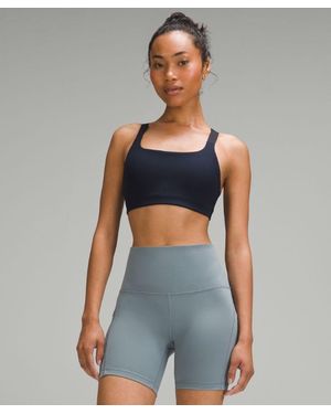 lululemon – Ultralu Square-Neck Workout Sports Bra Medium Support, B/C Cup – – Size 14 - Blue