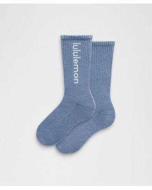 lululemon – Daily Essential Crew Socks Wordmark – – Size Large - Blue
