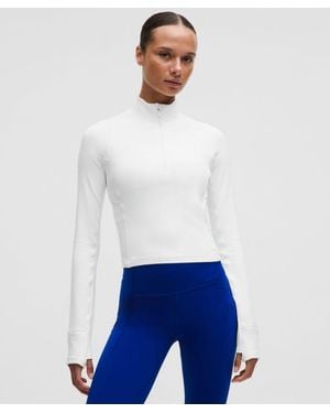 lululemon – It's Rulu Ribbed Cropped Half Zip Long-Sleeve Top – – Size Large - White