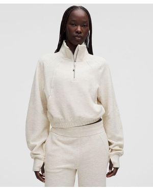 lululemon – Scuba Cropped Funnel-Neck Half Zip Sweatshirt Waffle – – Size Large - Natural