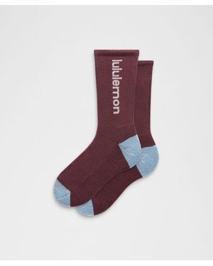 lululemon – Daily Essential Crew Socks Wordmark – Colour Burgundy/ – Size Large - Purple