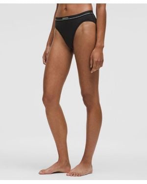 lululemon Stretch Cotton Ribbed Logo Super-High-Rise Bikini Underwear - Blue
