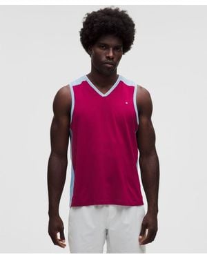 lululemon – Pique -Panel Sleeveless Tennis Shirt – – Size Large - Red