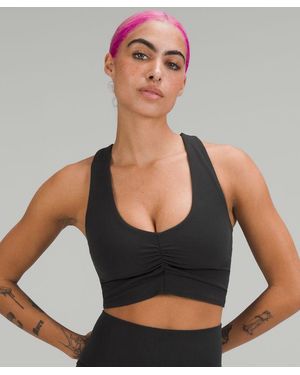 lululemon – Ruched Nulu Longline Yoga Sports Bra Light Support, B/C Cup – – Size 10 - Black