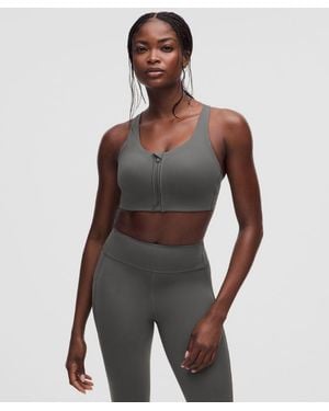 lululemon – Energy Zip-Front Sports Bra High-Support, B–G Cups – Size 6 - Grey