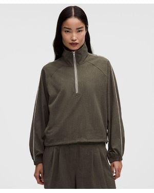 lululemon – Seersucker Funnel-Neck Half Zip Sweatshirt – – Size Large - Brown