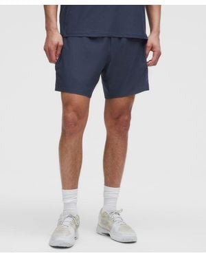 lululemon Striped Mesh Tennis Short 7" - Blue