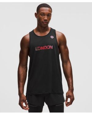 lululemon Fast And Free Perforated Stripe Tank in Red for Men