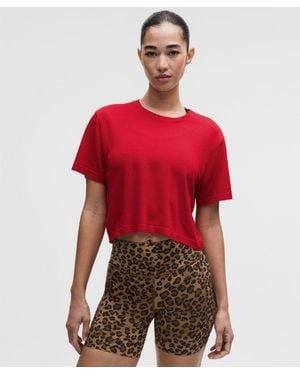 lululemon – Swiftly Perforated Stripe Short-Sleeve Shirt – – Size 14 - Red