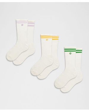 lululemon – Daily Essential Crew Socks 3 Pack Stripe – – Size Large - Metallic