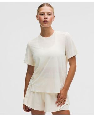 lululemon – Fast And Free Short-Sleeve Shirt Perforated Stripe – – Size Large - White