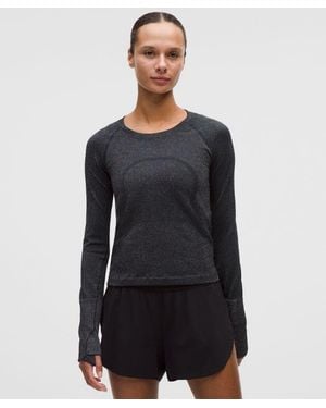 lululemon – Swiftly Tech Long-Sleeve Shirt 2.4 Waist Length Sparkle – – Size 4 - Black