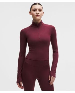 lululemon – It's Rulu Cropped Half Zip Long-Sleeve Top – Colour Burgundy/ – - Red