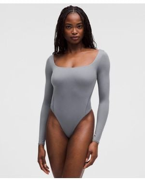 lululemon Wundermost Ultra-Soft Nulu Square-Neck Long-Sleeve Bodysuit - Grey