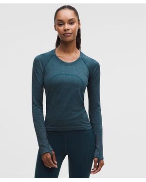 lululemon – Swiftly Tech Long-Sleeve Shirt 2.0 Waist Length Sparkle – – Size 8 - Blue