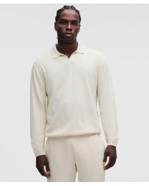 lululemon – Knit Long-Sleeve Polo Shirt – Cotton-Blend – – Size Large - Natural