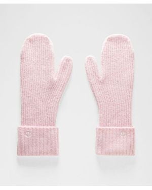 lululemon – Ribbed-Knit Wide-Cuff Mittens – – Size Medium/Large - Pink