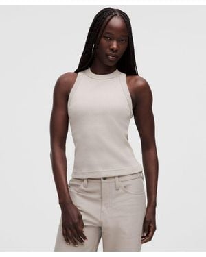 lululemon – Ribbed Heavyweight Racerback Tank Top – Colour Khaki – Size Large - Natural