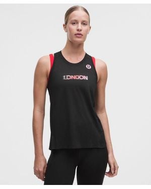 lululemon – Fast And Free Perforated Stripe Tank Top London '26 – – Size Large - Black