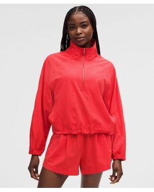 lululemon – Seersucker Funnel-Neck Half Zip Sweatshirt – – Size Large - Red