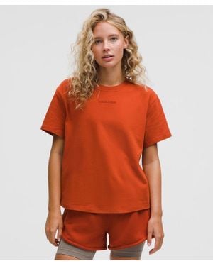 lululemon – Relaxed-Fit Cotton Jersey T-Shirt Wordmark – – Size 4 - Orange