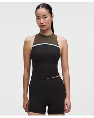 lululemon – Mockneck Shelf Tank Top Light Support, B/C Cup Stripe – – Size Large - Black