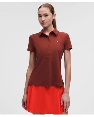 lululemon – Quick-Dry Short-Sleeve Polo Shirt Straight Hem Logo – – Size 4 - Red