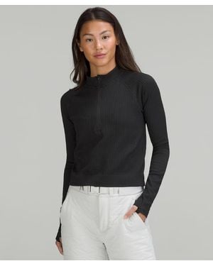 lululemon – Rest Less Cropped Half Zip Long-Sleeve Top – – Size 4 - Black