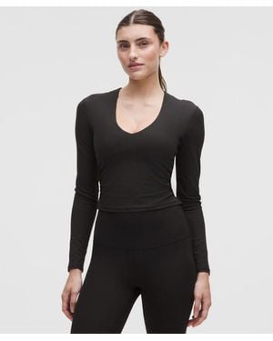 lululemon All It Takes Ribbed Nulu V-Neck Long-Sleeve Shirt - Black