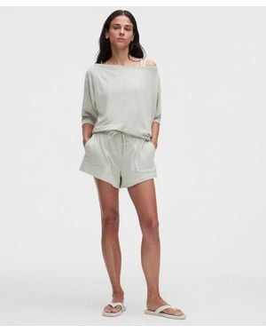 lululemon – Becalm Mid-Rise Wide-Waistband Shorts – 3" – – Size Large - Grey