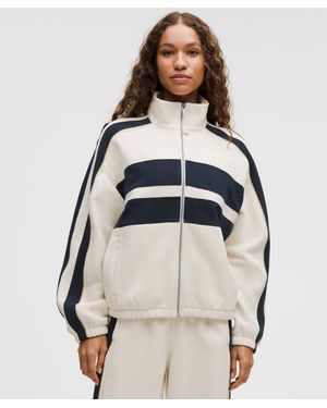 lululemon – Steady State Oversized Funnel Full Zip Stripe – Colour Khaki/ – Size Large - Natural