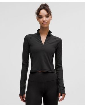 lululemon – It's Rulu Cropped Half Zip Long-Sleeve Top – – Size 14 - Black