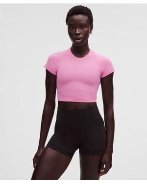 lululemon – Swiftly Tech Cropped Short-Sleeve Shirt 2.4 – – Size 4 - Pink