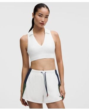 lululemon – Collared Longline Ribbed Tennis Sports Bra Medium Support, B/C Cup – – Size 14 - White