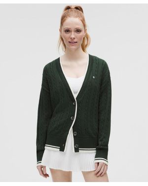 lululemon – Cable-Knit Cardigan Tennis Club – Cotton-Blend – – Size Medium - Green