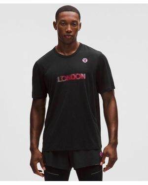 lululemon – Fast And Free Short-Sleeve Shirt Perforated Stripe London '26 – – - Black
