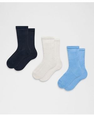 lululemon – Open-Knit Crew Socks 3 Pack Slnsh Collection – – Size Large - Blue