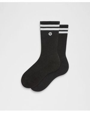 lululemon – Daily Essential Crew Socks Stripe – – Size Medium - Black