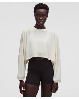 lululemon – Easyset Relaxed-Fit Cropped Long-Sleeve Shirt Wordmark – – Size Large - White
