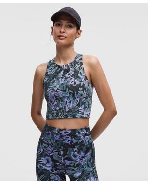 lululemon – Swift Speed Cropped Tank Top B/C Cup – Colour Printed – Size 4 - Blue