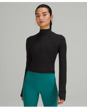lululemon – It's Rulu Cropped Half Zip Long-Sleeve Top – – Size 14 - Black