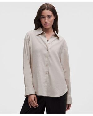 lululemon – Lululinen Relaxed-Fit Long-Sleeve Button Up – Colour Khaki – Size Large - Grey