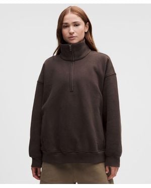 lululemon – Steady State Superloft Oversized Funnel-Neck Half Zip Sweatshirt – – Size Large - Brown