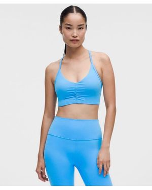 lululemon – Flow Y Ruched Sports Bra Light Support, B/C Cup – – Size Large - Blue