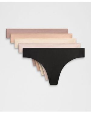 lululemon – Invisiwear Mid-Rise Thong Underwear 5 Pack – /Khaki – Size Large - Natural