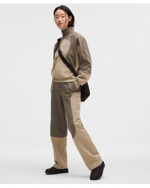lululemon – Cotton Fleece Mid-Rise Straight-Leg Trousers Slnsh Collection – – Size Large - Natural