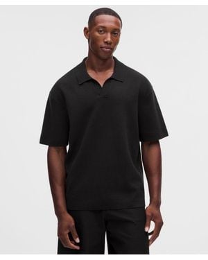 lululemon Cotton-Blend Knit Short-Sleeve Polo Shirt - Black