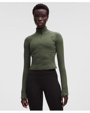 lululemon – It's Rulu Cropped Half Zip Sweatshirt Waffle – – Size Large - Green